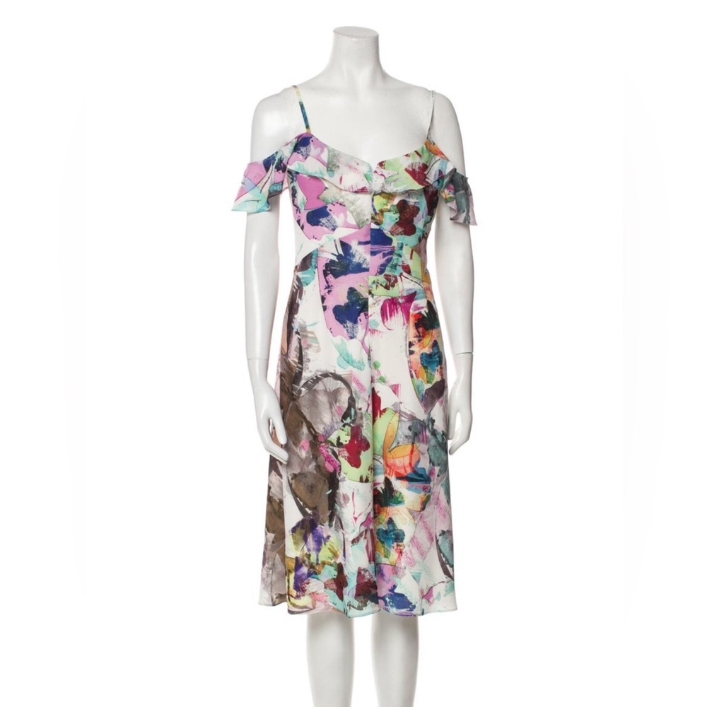 Black Halo Lolah Butterfly Garden Ruffle Midi Dress Size 6 - Picture 4 of 10